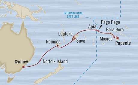 Cruises Around The World Oceania Marina February 4-23 2025 Papeete, French Polynesia to Sydney, Australia