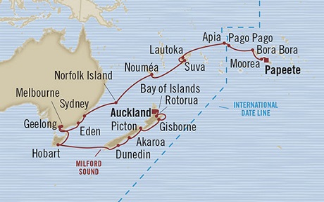 Cruises Around The World Oceania Marina February 4 March 9 2025 Papeete, French Polynesia to Auckland, New Zealand