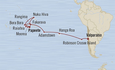 Cruises Around The World Oceania Marina January 7 February 4 2025 Valparaso, Chile to Papeete, French Polynesia