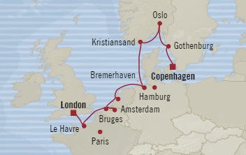 Cruises Around The World Oceania Marina June 14-24 2025 Southampton, United Kingdom to Copenhagen, Denmark