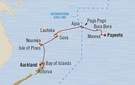 Cruises Around The World Oceania Marina March 9-25 2025 Auckland, New Zealand to Papeete, French Polynesia