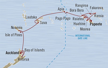 Cruises Around The World Oceania Marina March 9 April 4 2025 Auckland, New Zealand to Papeete, French Polynesia