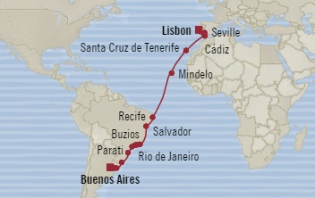 Cruises Around The World Oceania Marina November 21 December 19 2025 Lisbon, Portugal to Buenos Aires, Argentina