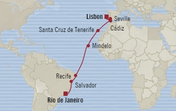 Cruises Around The World Oceania Marina November 21 December 7 2025 Lisbon, Portugal to Rio De Janeiro, Brazil