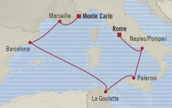 Cruises Around The World Oceania Marina October 15-22 2025 Civitavecchia, Italy to Monte Carlo, Monaco