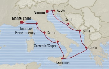 Cruises Around The World Oceania Marina October 22 November 1 2025 Monte Carlo, Monaco to Venice, Italy