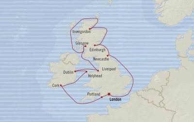 Cruises Oceania Marina Map Detail Southampton, United Kingdom to Southampton, United Kingdom August 1-13 2017 - 13 Days