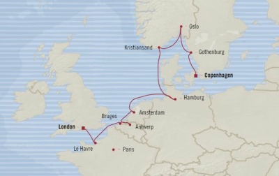 Cruises Oceania Marina Map Detail Southampton, United Kingdom to Copenhagen, Denmark August 13-23 2017 - 10 Days