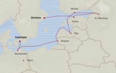 Cruises Oceania Marina Map Detail Stockholm, Sweden to Copenhagen, Denmark June 19-29 2017 - 10 Days
