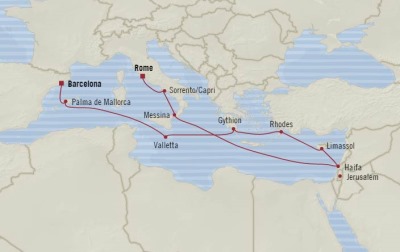 Cruises Oceania Marina Map Detail Civitavecchia, Italy to Barcelona, Spain November 7-21 2017 - 14 Days