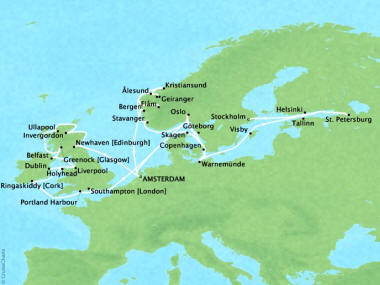 Cruises Oceania Marina Map Detail Amsterdam, Netherlands to Stockholm, Sweden July 14 August 19 2018 - 36 Days