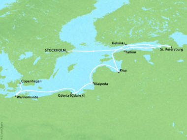 Cruises Oceania Marina Map Detail Stockholm, Sweden to Copenhagen, Denmark June 12-22 2018 - 10 Days