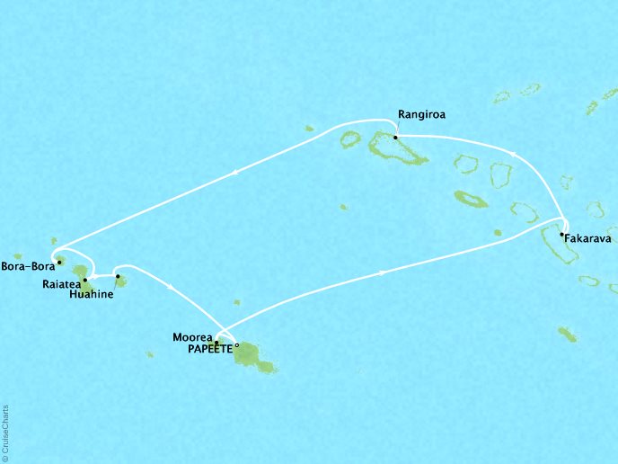 Cruises Oceania Marina Map Detail Papeete, French Polynesia to Papeete, French Polynesia February 20 March 2 2019 - 10 Days