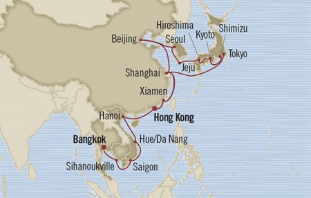 Cruises Around The World Oceania Nautica February 13 March 24 2025 Laem Chabang, Thailand to Hong Kong, Hong Kong