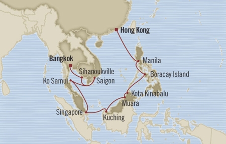 Cruises Around The World Oceania Nautica January 24 February 13 2025 Hong Kong, Hong Kong to Laem Chabang, Thailand