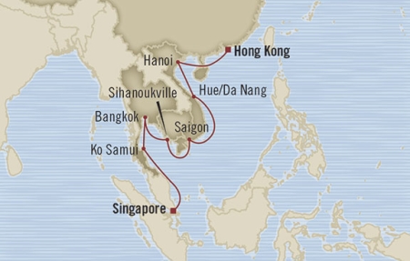 Cruises Around The World Oceania Nautica January 8-24 2025 Singapore, Singapore to Hong Kong, Hong Kong