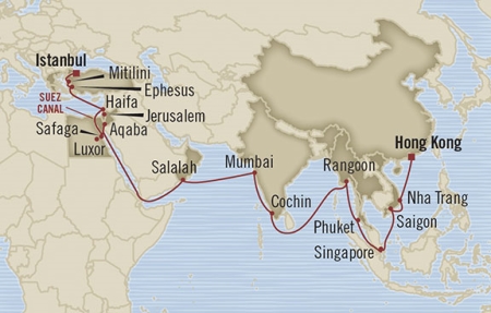 Cruises Around The World Oceania Nautica March 24 April 28 2025 Hong Kong, Hong Kong to Istanbul, Turkey