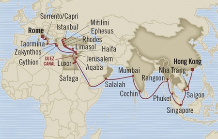 Cruises Around The World Oceania Nautica March 24 May 10 2025 Hong Kong, Hong Kong to Civitavecchia, Italy