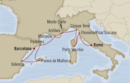 Cruises Around The World Oceania Nautica May 10-20 2025 Civitavecchia, Italy to Barcelona, Spain