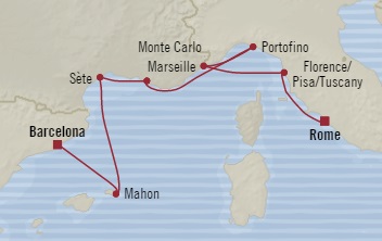 Cruises Around The World Oceania Nautica October 15-22 2025 Barcelona, Spain to Civitavecchia, Italy