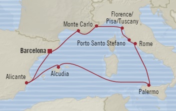 Cruises Around The World Oceania Nautica October 5-15 2025 Barcelona, Spain to Barcelona, Spain