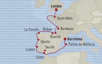 Oceania Nautica September 21 October 5 2016 Southampton, United Kingdom to Barcelona, Spain