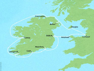 Cruises Oceania Nautica Map Detail Dublin, Ireland to Dublin, Ireland June 18-28 2018 - 10 Days