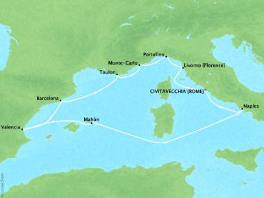 Cruises Oceania Nautica Map Detail Civitavecchia, Italy to Civitavecchia, Italy October 17-27 2018 - 10 Days
