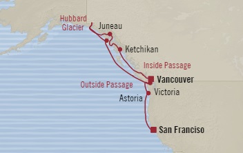 Cruises Around The World Oceania Regatta August 21-31 2025 Vancouver, Canada to San Francisco, CA, United States