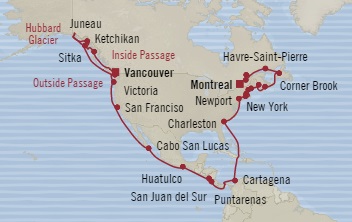 Cruises Around The World Oceania Regatta August 21 September 30 2025 Vancouver, Canada to Montreal, Canada