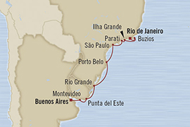 Cruises Around The World Oceania Regatta February 28 March 11 2025 Buenos Aires, Argentina to Rio De Janeiro, Brazil