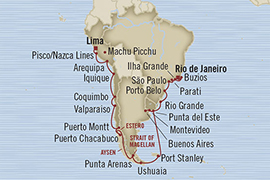 Cruises Around The World Oceania Regatta February 7 March 11 2025 Callao, Peru to Rio De Janeiro, Brazil