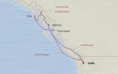Cruises Oceania Regatta Map Detail Seattle, WA, United States to Seattle, WA, United States August 7-14 2017 - 7 Days