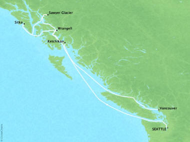 Cruises Oceania Regatta Map Detail Seattle, WA, United States to Vancouver, Canada September 10-17 2018 - 7 Days