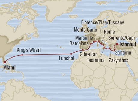 Cruises Around The World Oceania Riviera April 11 May 5 2025 Miami, FL, United States to Istanbul, Turkey