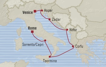 Cruises Around The World Oceania Riviera August 24-31 2025 Civitavecchia, Italy to Venice, Italy