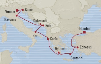 Cruises Around The World Oceania Riviera August 31 September 12 2025 Venice, Italy to Istanbul, Turkey