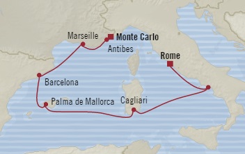 Cruises Around The World Oceania Riviera June 19-26 2025 Civitavecchia, Italy to Monte Carlo, Monaco