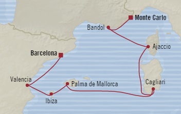 Cruises Around The World Oceania Riviera June 26 July 3 2025 Monte Carlo, Monaco to Barcelona, Spain