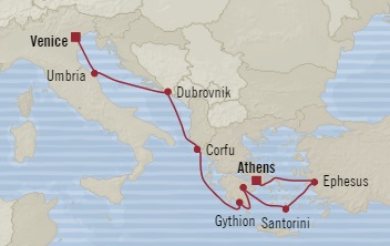 Cruises Around The World Oceania Riviera May 12-21 2025 Piraeus, Greece to Venice, Italy