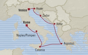 Cruises Around The World Oceania Riviera November 2-9 2025 Civitavecchia, Italy to Venice, Italy