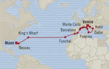 Cruises Around The World Oceania Riviera November 9 December 5 2025 Venice, Italy to Miami, FL, United States