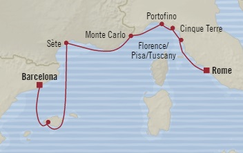 Cruises Around The World Oceania Riviera October 26 November 2 2025 Barcelona, Spain to Civitavecchia, Italy