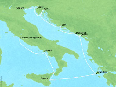 Cruises Oceania Riviera Map Detail Venice, Italy to Civitavecchia, Italy August 13-23 2018 - 10 Days