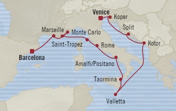 Oceania Sirena April 27 May 11 2016 Barcelona, Spain to Venice, Italy