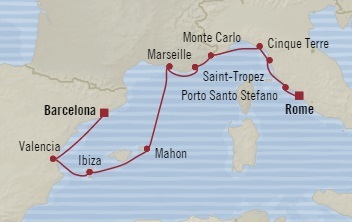 Cruises Around The World Oceania Sirena August 19-29 2025 Barcelona, Spain to Civitavecchia, Italy