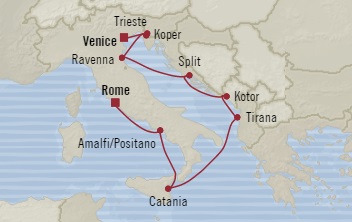 Cruises Around The World Oceania Sirena August 29 September 8 2025 Civitavecchia, Italy to Venice, Italy