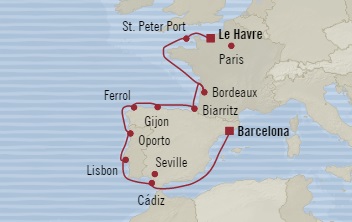 Oceania Sirena August 7-19 2016 Le Havre, France to Barcelona, Spain