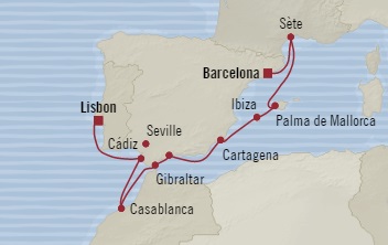 Cruises Around The World Oceania Sirena July 17-27 2025 Barcelona, Spain to Lisbon, Portugal