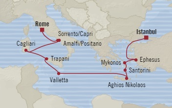 Cruises Around The World Oceania Sirena May 22 June 3 2025 Civitavecchia, Italy to Istanbul, Turkey
